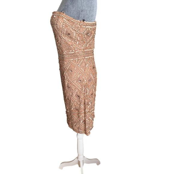 Adrianna Papell Strapless Embellished Diamond-Pattern Mini Dress - Picture 5 of 8